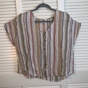 🌈4 FOR $12🌈 Multicolor Vertical Stripe Cream Blouse